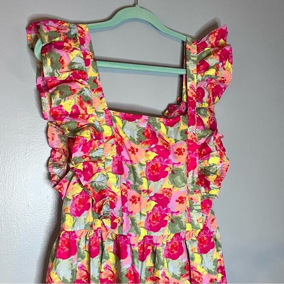 Peyton & Parker Bright Floral Boho Ruffle Smocked Cutout Maxi Dress 1X Bloomcore - Picture 6 of 10